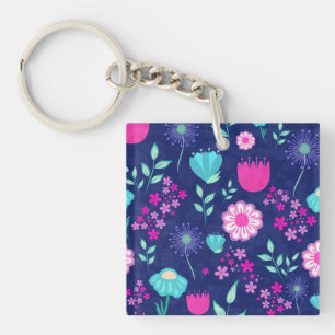Cute floral pattern background keychain