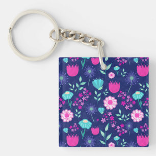Cute floral pattern background keychain