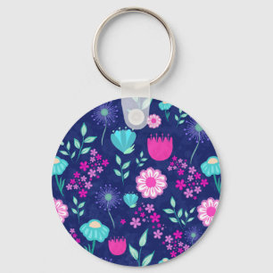 Cute floral pattern background keychain