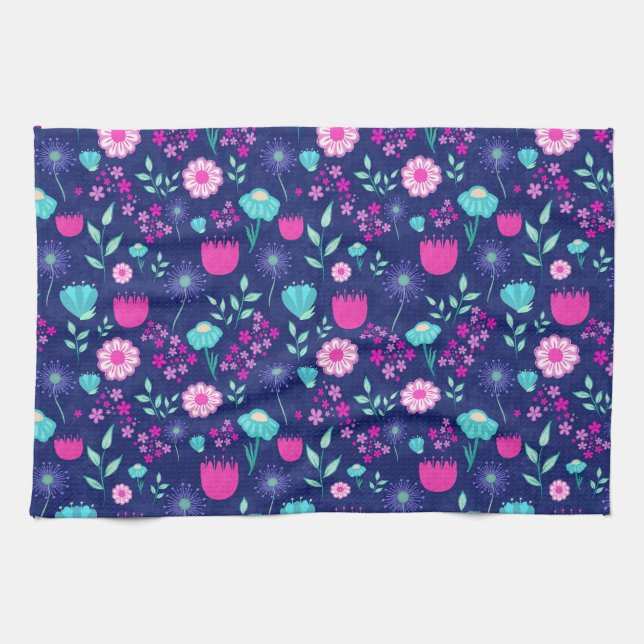 Cute floral pattern background kitchen towel (Horizontal)