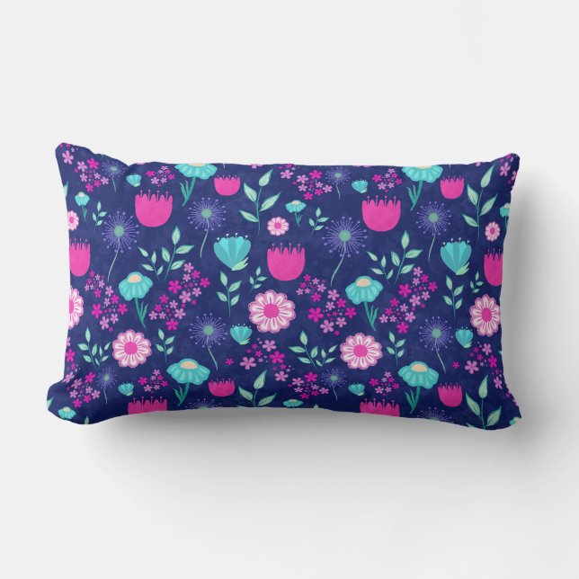 Cute floral pattern background lumbar pillow (Front)