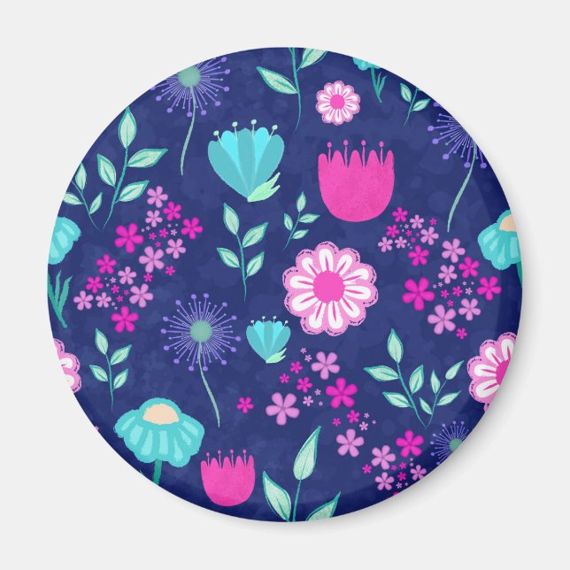 Cute floral pattern background magnet (Front)