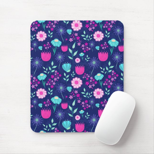 Cute floral pattern background mouse pad (With Mouse)