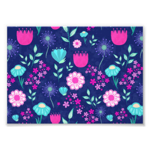 Cute floral pattern background photo print