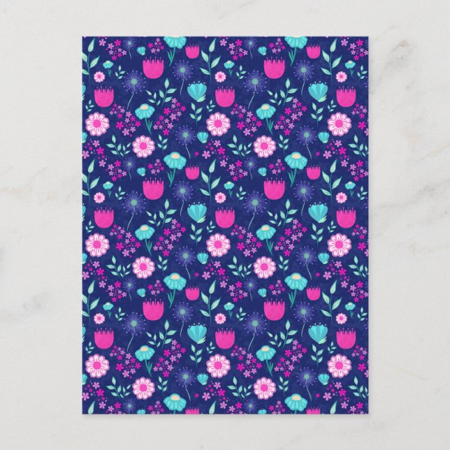 Cute floral pattern background postcard (Front)