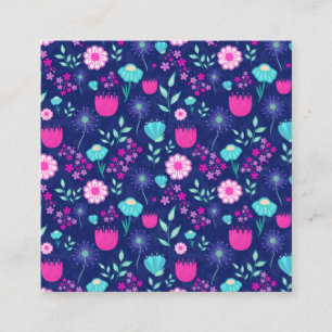 Cute floral pattern background square business card