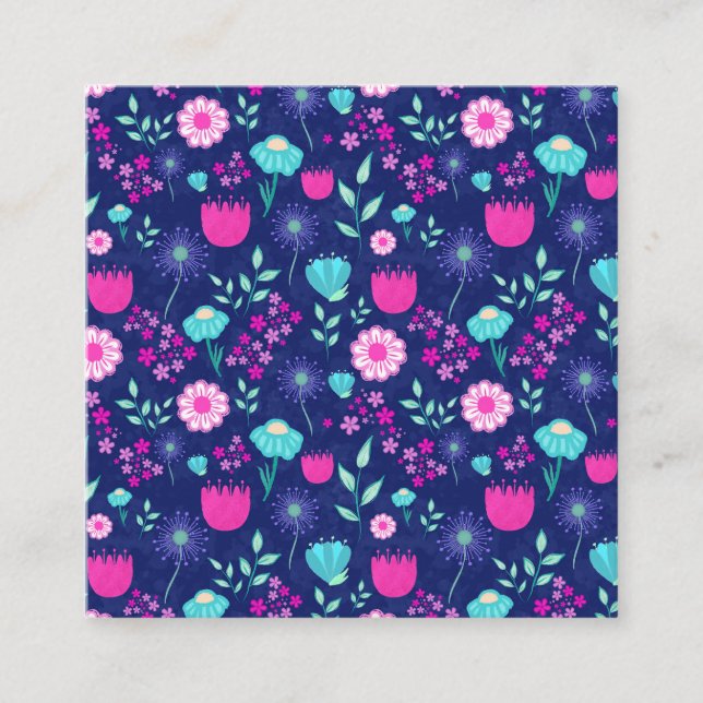 Cute floral pattern background square business card (Front)