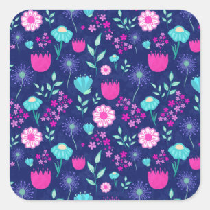 Cute floral pattern background square sticker