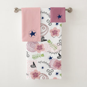 Cute Floral Pattern Bath Towel Set