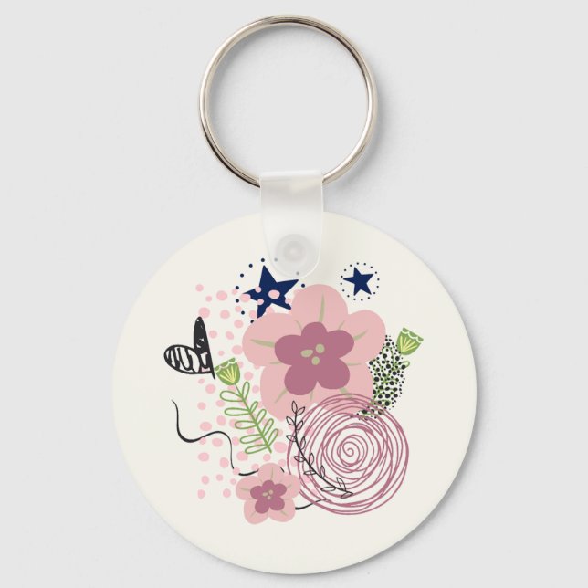 Cute Floral Pattern Keychain (Front)