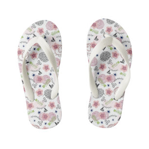 Cute Floral Pattern Kid's Flip Flops