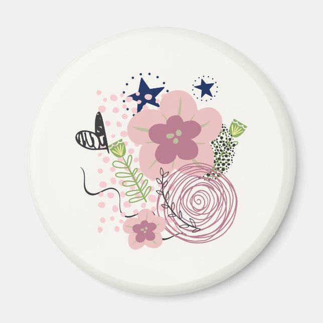 Cute Floral Pattern Magnet (Front)