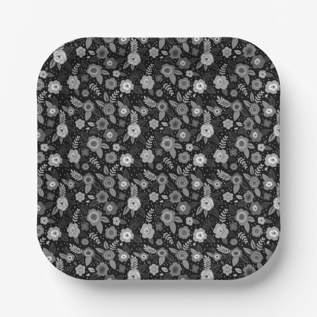 cute floral pattern paper plate (Front)