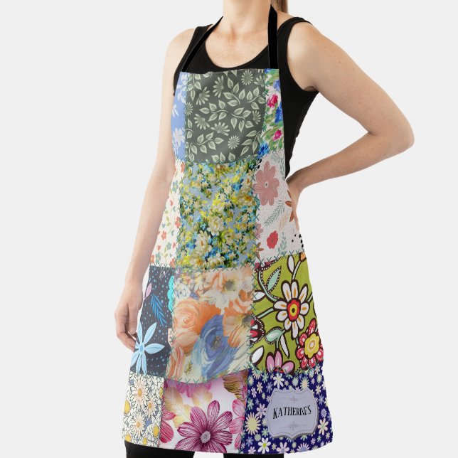 Cute Floral Pattern Patch Work Quilt Personalized Apron (Insitu)