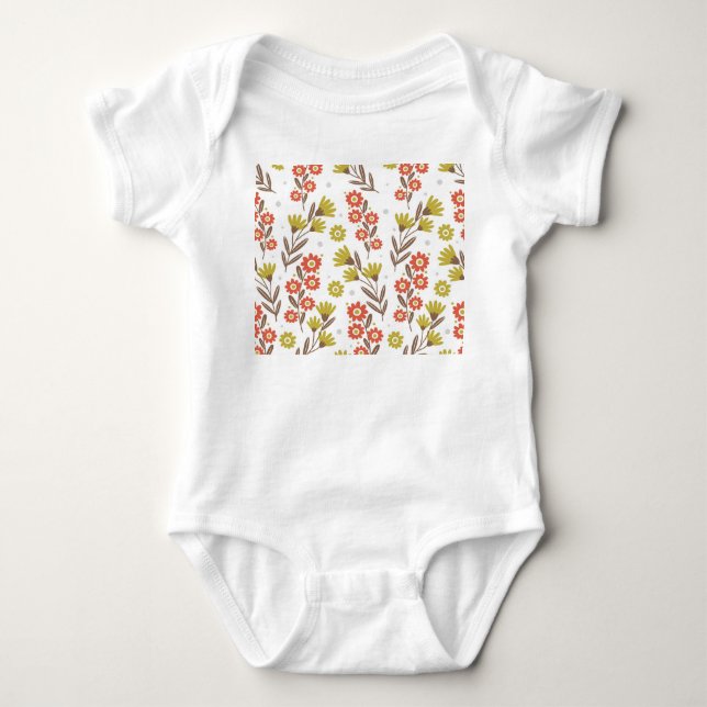 Cute floral pattern, seamless background. baby bodysuit (Front)