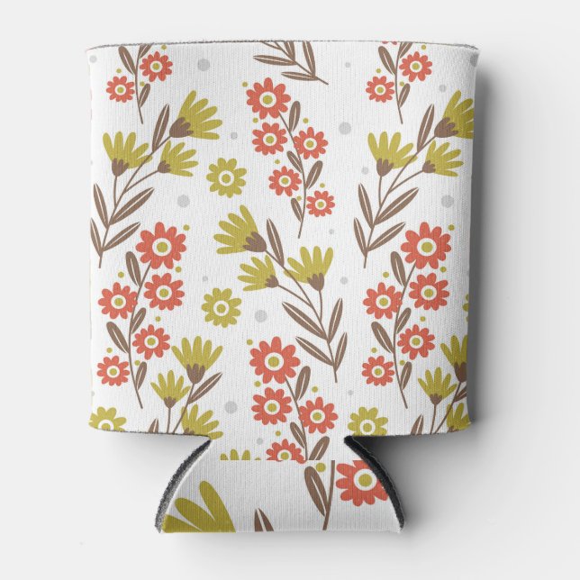 Cute floral pattern, seamless background. can cooler (Front)