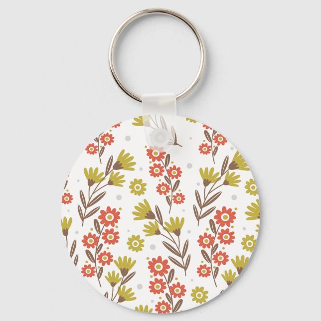 Cute floral pattern, seamless background. keychain (Front)