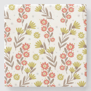 Cute floral pattern, seamless background. stone coaster