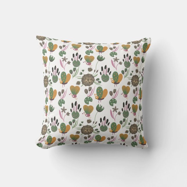 Cute Floral Pattern Throw Pillow (Front)