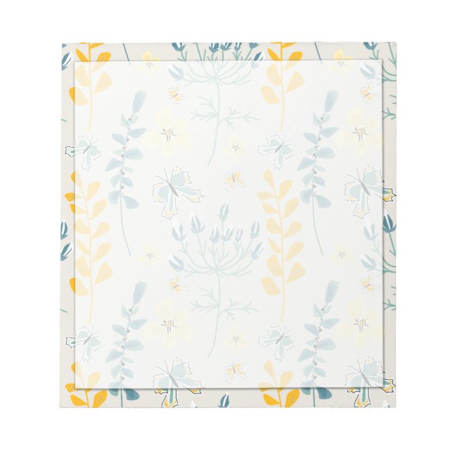 Cute floral pattern with butterflies notepad (Front)