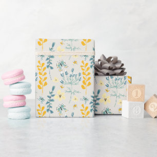 Cute floral pattern with butterflies wrapping paper