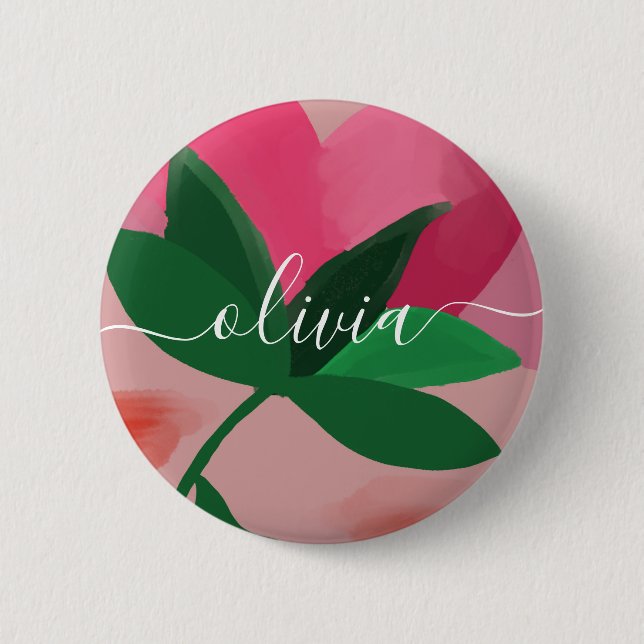 Cute floral personalized name backpack button (Front)