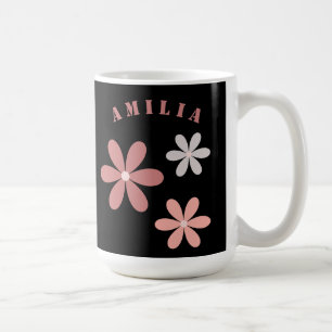 Cute Floral Personalized Name Coffee Mug