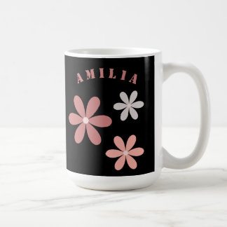 Cute Floral Personalized Name Coffee Mug