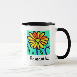Cute Floral Personalized Name Flower Aesthetic Mug