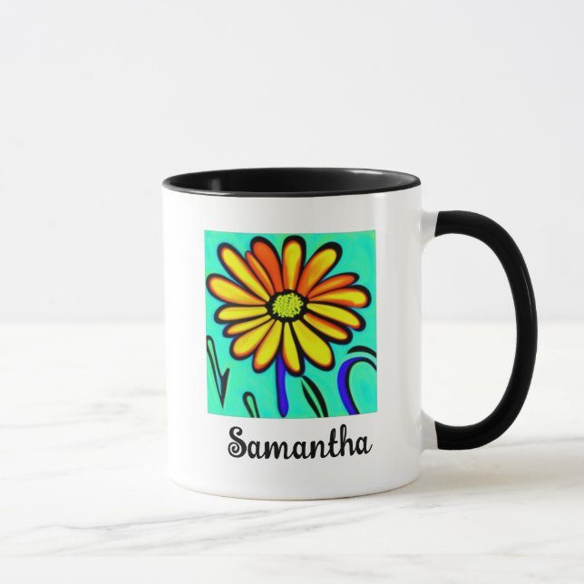 Cute Floral Personalized Name Flower Aesthetic Mug (Right)