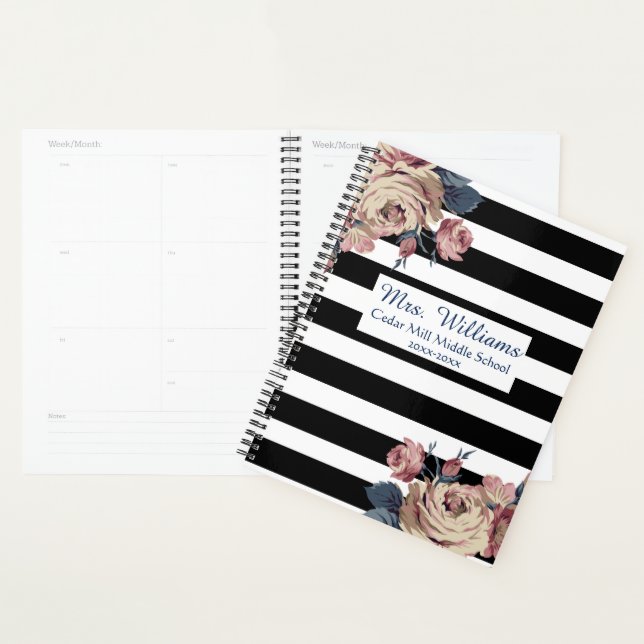 Cute Floral Personalized Teacher Planner (Display)