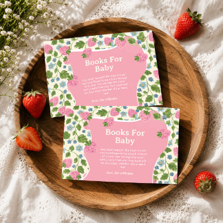 Cute Floral Pink Berry Sweet Books For Baby Enclosure Card