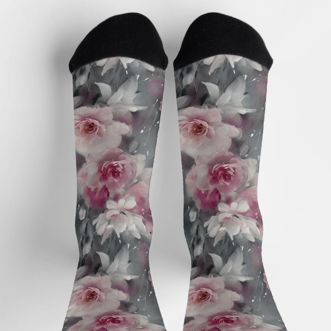 cute floral pink girly socks (Top)