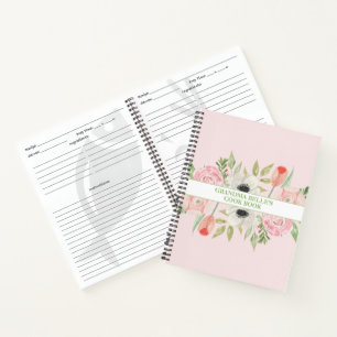 Cute Floral & Polka Dot Personalized Recipe Notebook