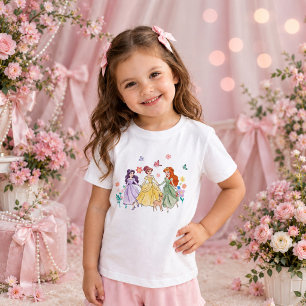 Cute Floral Princess Sisters Girls Birthday T-Shirt