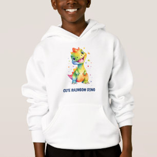 Cute Floral Rainbow Dinosaur Happy Birthday Party