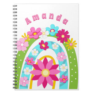 Cute Floral Rainbow Personalized Notebook