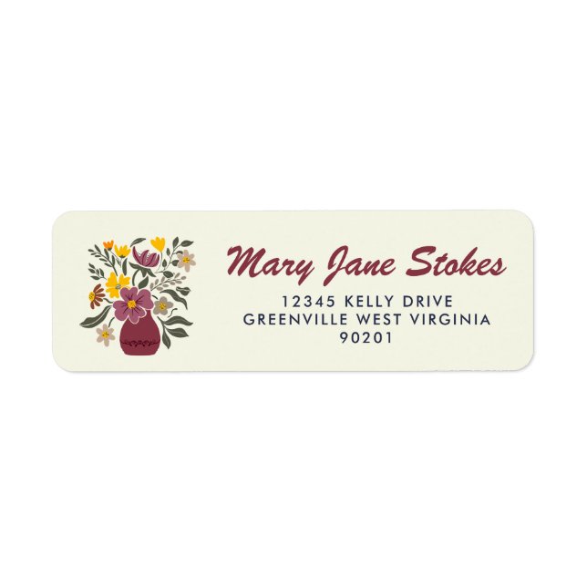 Cute Floral Return Address Label | Personalized  (Front)