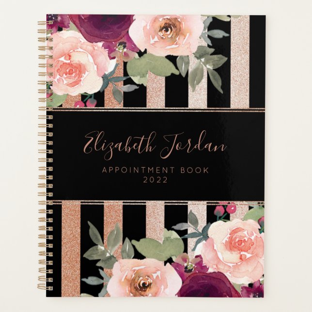Cute Floral Rose noir Parties scintillant or (Devant)