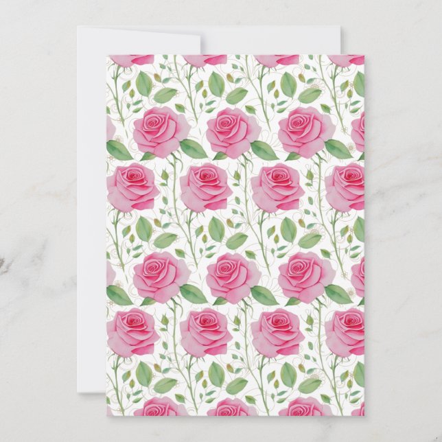 Cute,  floral/rose repeating pattern  holiday card (Front)
