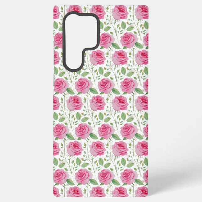 Cute,  floral/rose repeating pattern  samsung galaxy s22 ultra case (Back)