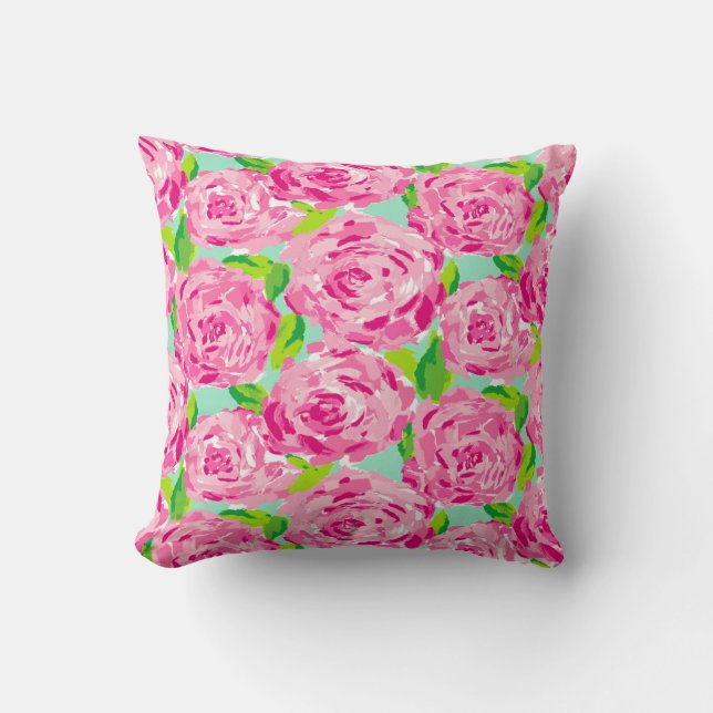 Cute Floral Roses Throw Pillow (Front)