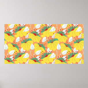 Cute floral seamless pattern. Background with hand Poster