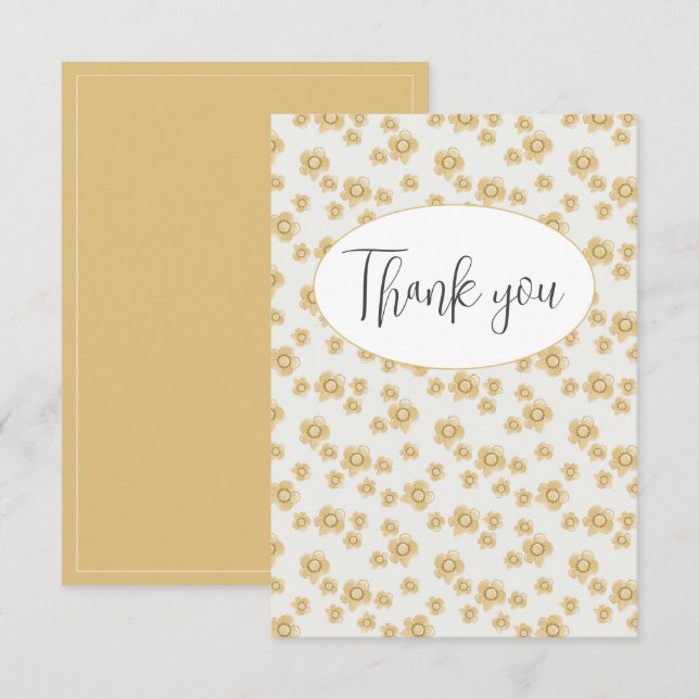 Cute Floral Simple Flat Thank You Card (Front/Back)