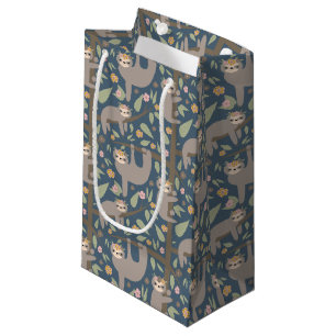 Cute Floral Sloth Pattern Small Gift Bag