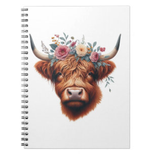Cute, floral/spring highland cow notebook