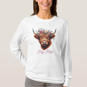 Cute, floral/spring highland cow T-Shirt