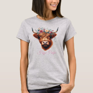 Cute, floral/spring highland cow T-Shirt
