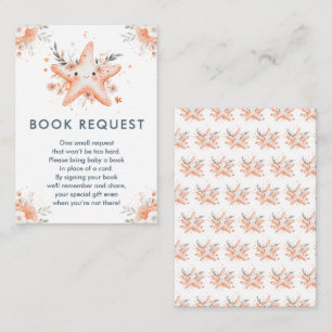 Cute Floral Starfish Baby Shower Book Request Enclosure Card