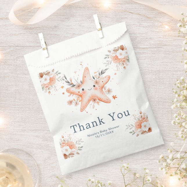 Cute Floral Starfish Baby Shower Favour Bag (Clipped)